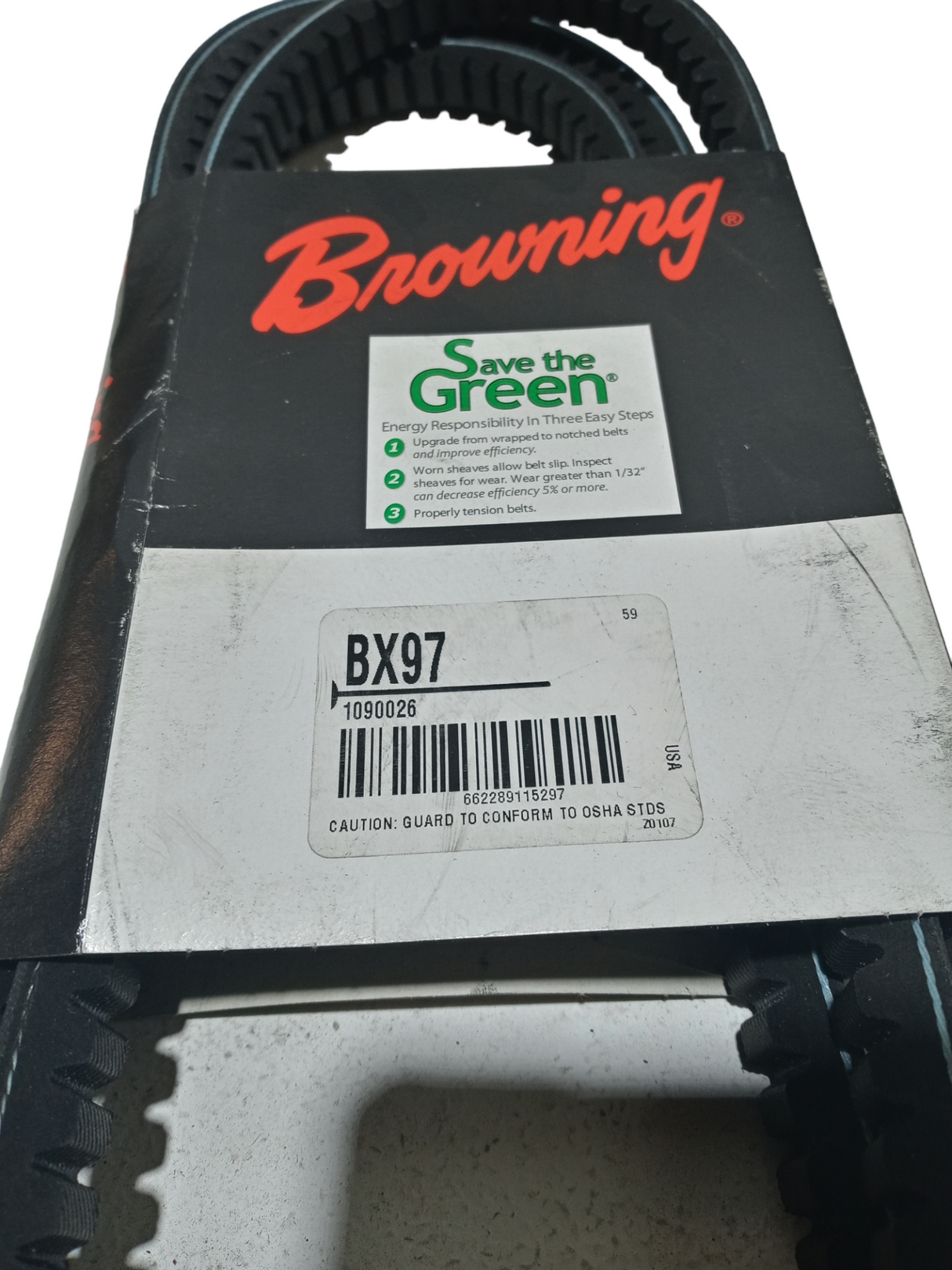 Browning BX97 Gripnotch Belt, BX Belt Section, 98.8 Pitch Length - NEW IN ORIGINAL PACKAGING - FreemanLiquidators - [product_description]