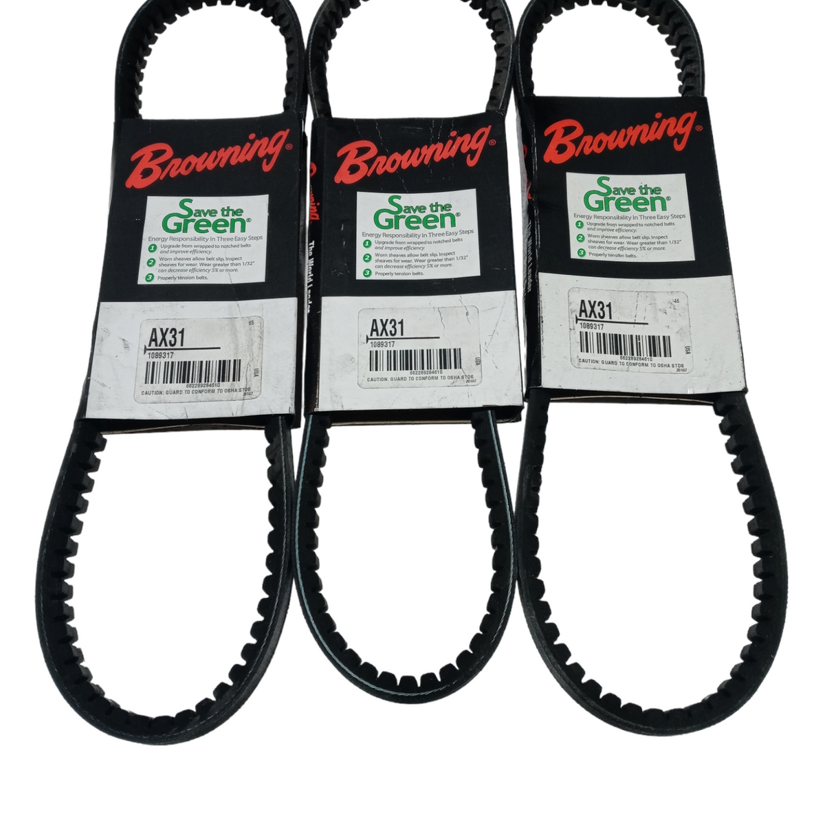LOT OF 3 Browning AX31 Gripnotch Belt, BX Belt Section, 32.3 Pitch Len ...