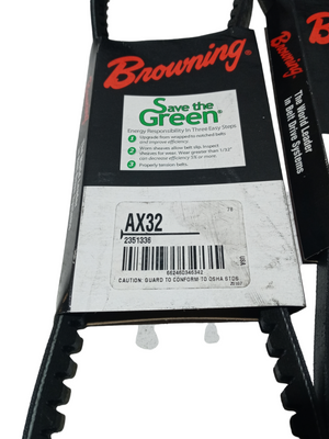 LOT OF 2 Browning AX32 Gripnotch Belt, BX Belt Section, 33.3 Pitch Length - NEW IN ORIGINAL PACKAGING - FreemanLiquidators - [product_description]