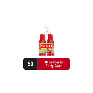 Solo Disposable Plastic Cups, Red, 18oz, 50 count STORE PICKUP ONLY - FreemanLiquidators - [product_description]