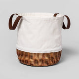 Threshold 13"  Medium Canvas and Willow Collapsible Basket - FreemanLiquidators - [product_description]