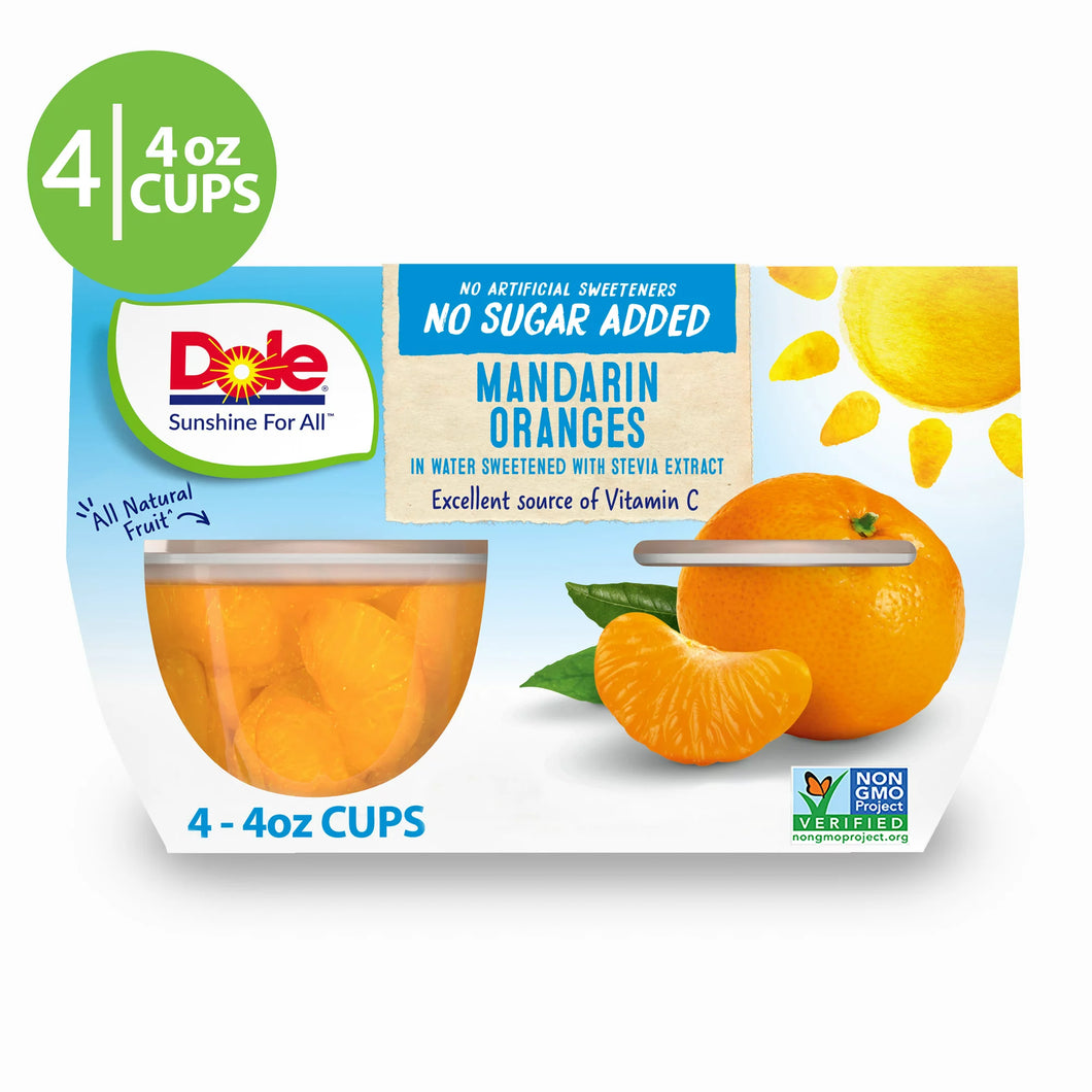 Dole Fruit Bowls No Sugar Added Mandarin Oranges in 100% Fruit Juice, 4 Oz Bowls, 4 Cups of Fruit STORE PICKUP ONLY - FreemanLiquidators - [product_description]