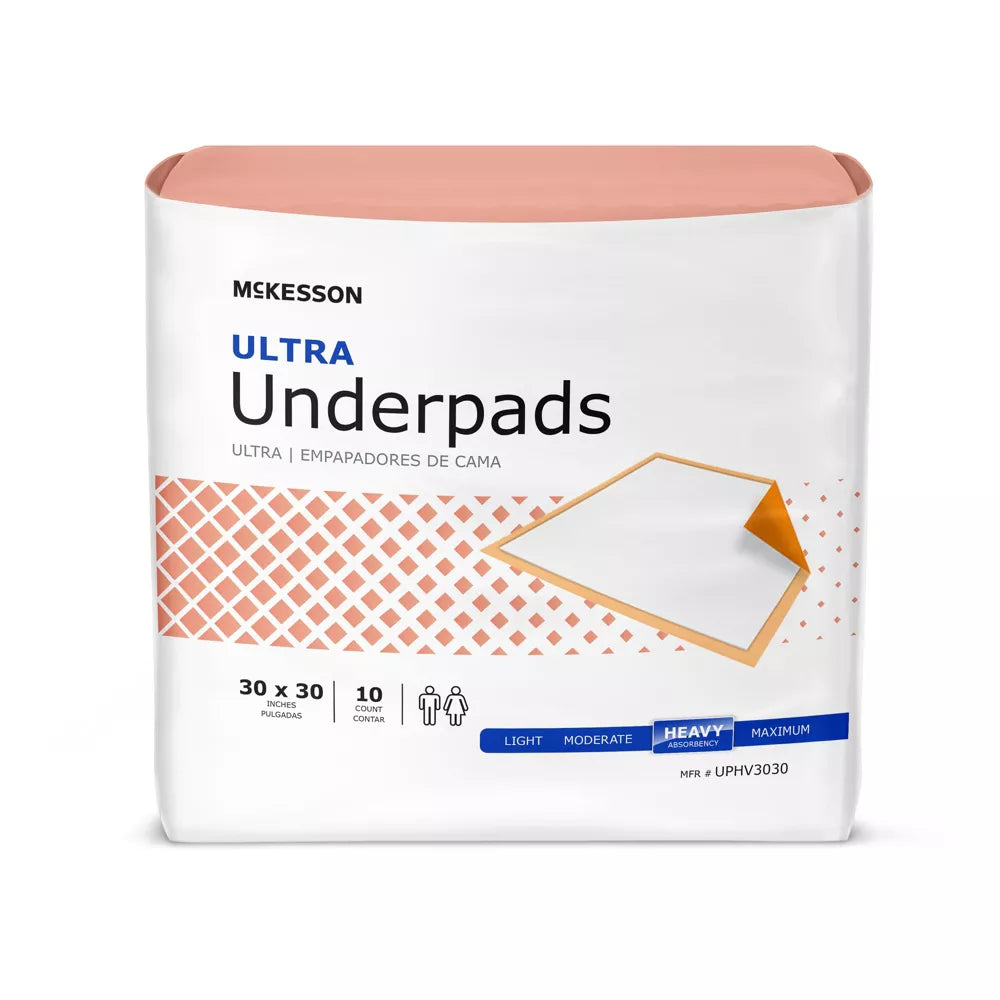 McKesson Ultra Disposable Pink Underpad, Heavy, 30 X 30 Inch 10 Pk - FreemanLiquidators - [product_description]