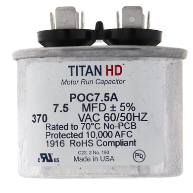 (LOT OF 3) TITAN POC7.5A HD RUN CAPACITOR 7.5 MFD 370 VOLT OVAL - NEW IN BOX - FreemanLiquidators - [product_description]
