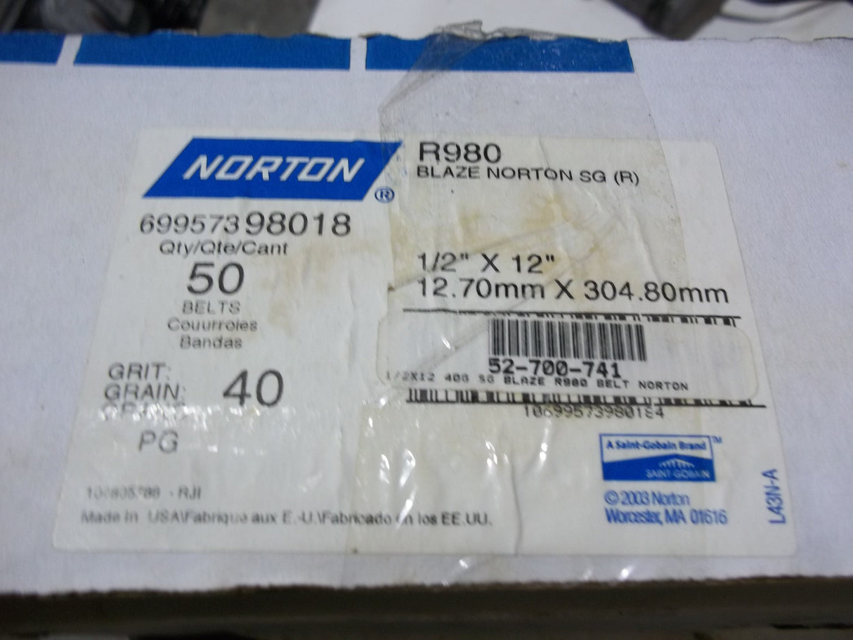 1/2X12" 40G SG BLAZE R980 BELT NORTON