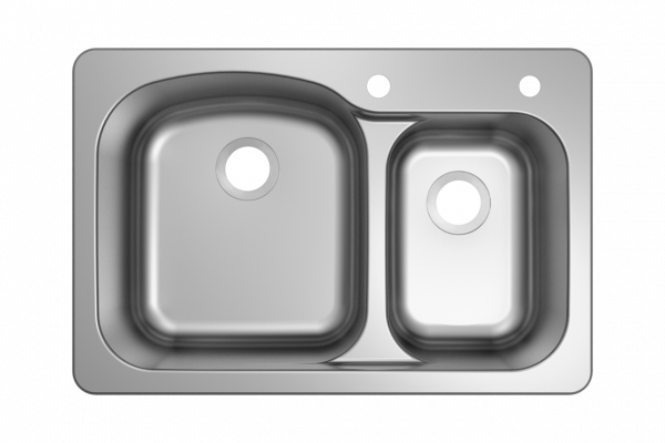 IPT 18 GAUGE TOP MOUNT 33 IN. 60/40 DOUBLE BOWL SINK (EURO STYLE) T-DP6040-EUR  STORE PICKUP ONLY - FreemanLiquidators - [product_description]