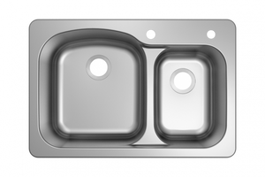 IPT 18 GAUGE TOP MOUNT 33 IN. 60/40 DOUBLE BOWL SINK (EURO STYLE) T-DP6040-EUR  STORE PICKUP ONLY - FreemanLiquidators - [product_description]