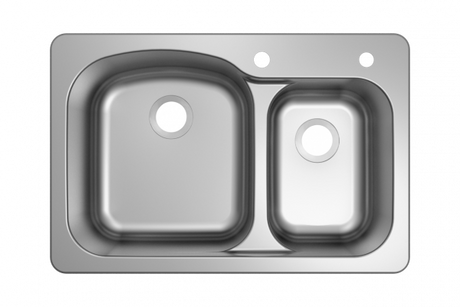 IPT 18 GAUGE TOP MOUNT 33 IN. 60/40 DOUBLE BOWL SINK (EURO STYLE) T-DP6040-EUR  STORE PICKUP ONLY - FreemanLiquidators - [product_description]